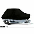 Eevelle Boat Cover BAY BOAT Rounded Bow, Center Console, TTop, Outboard Fits 34ft 6in L up to 120in W Black SBBCCTT34120B-BLK